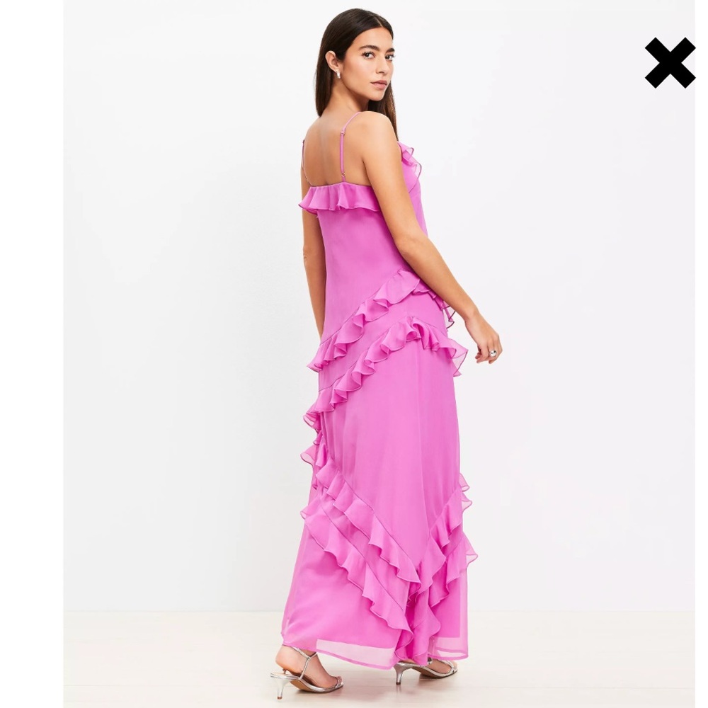 LOFT  Ruffle Strappy Maxi Dress